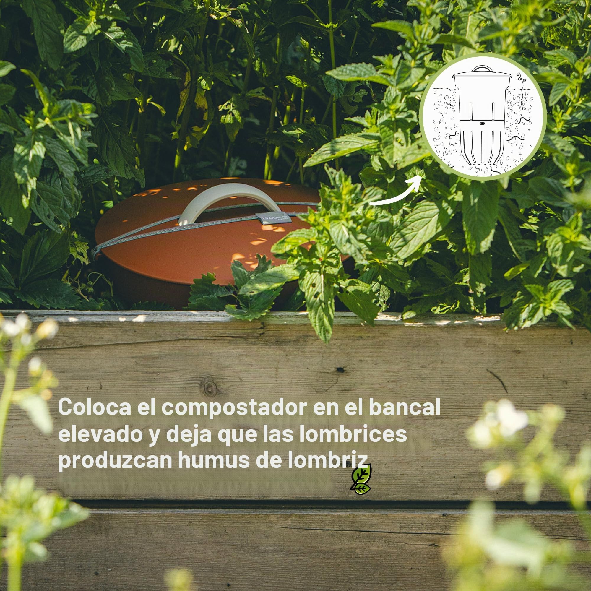 Urbalive - Compostador para Gusanos (12 L, para jardín subterráneo, para excavar, de plástico Reciclado), Color Terracota