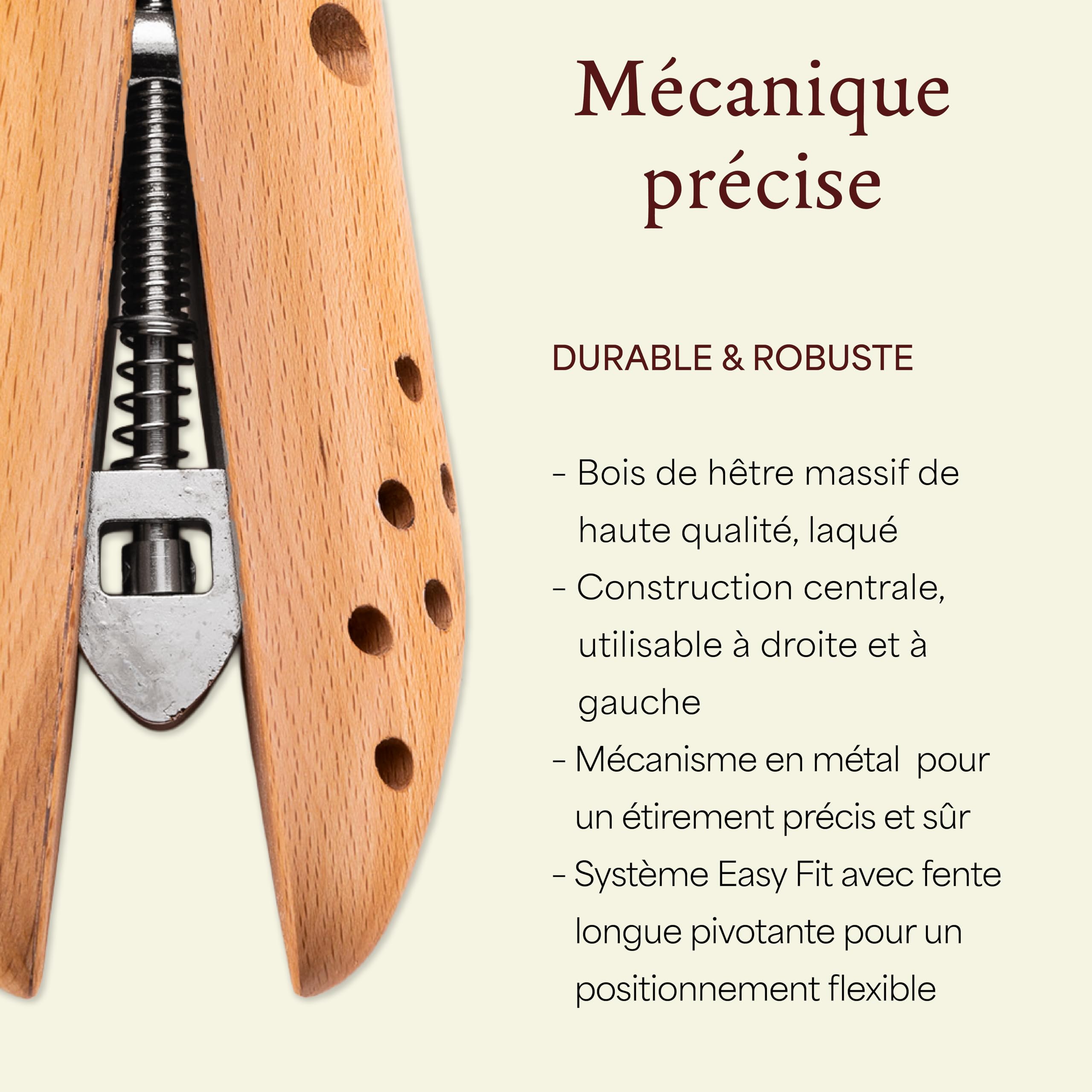 Langer & Messmer ecarteur chaussures pour hommes contre les chaussures ou bottes qui serrent en bois de hêtre et un mécanisme stable en métal incl. assouplisseur cuir chaussure 50 ml