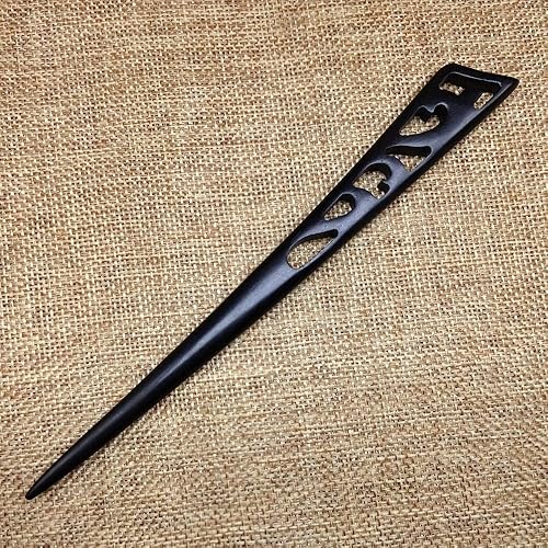 Miniatura 4 de Liasun Palillos clásicos hechos a mano tallados para el cabello, sándalo negro natural (ébano), palillos para peinar, accesorio para hacer updo, 7