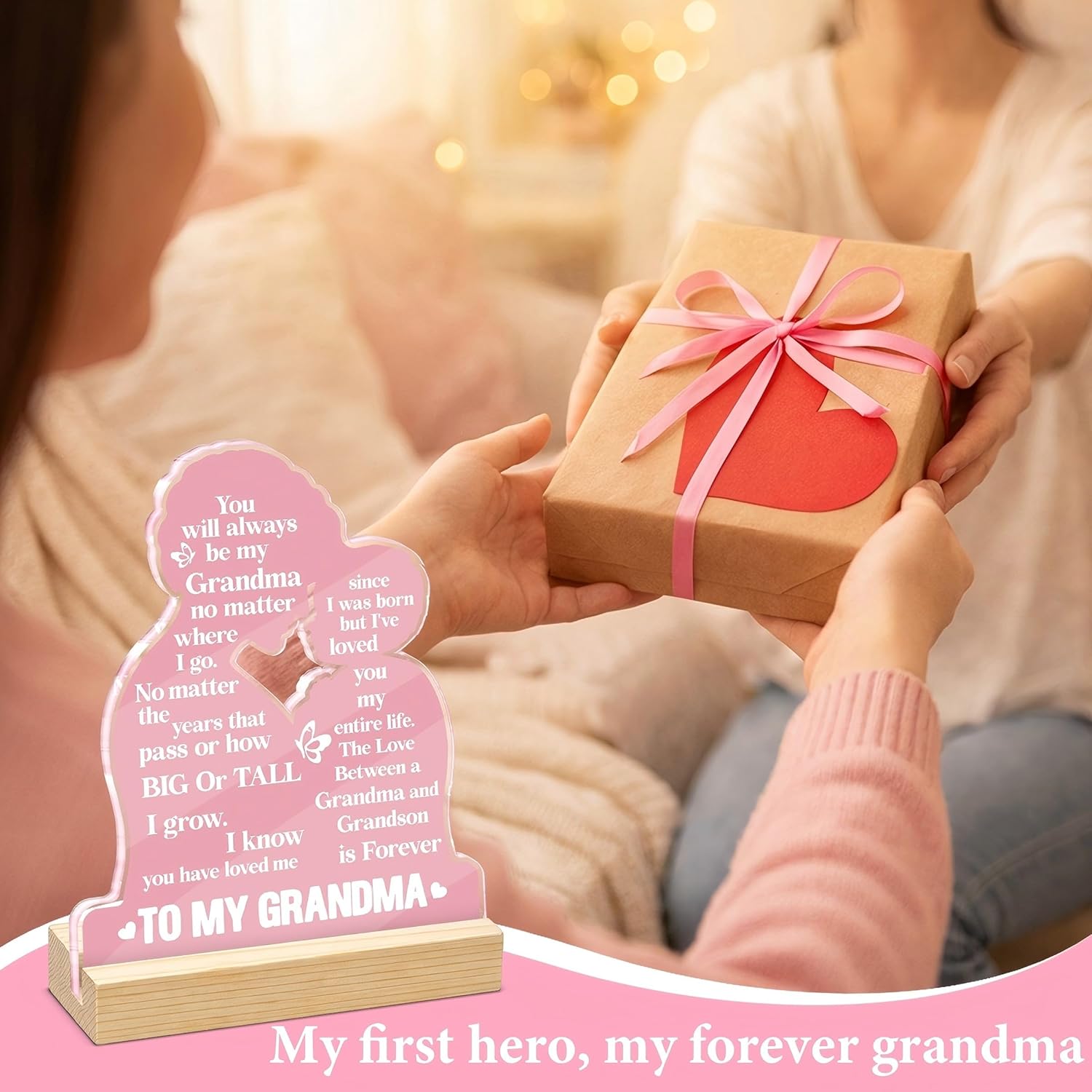 Grandma Gifts from Grandson, Mothers Day Birthday Gifts for Grandma Nana, To My Grandmother Sign Acrylic Keepsake Home Decor 4 x 5 Inch - Image 7