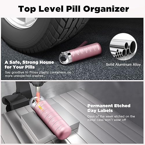 Miniatura 5 de Zannaki Organizador de pastillas de viaje de metal pastillero semanal portátil impermeable contenedor grande de aleación de aluminio sin BPA