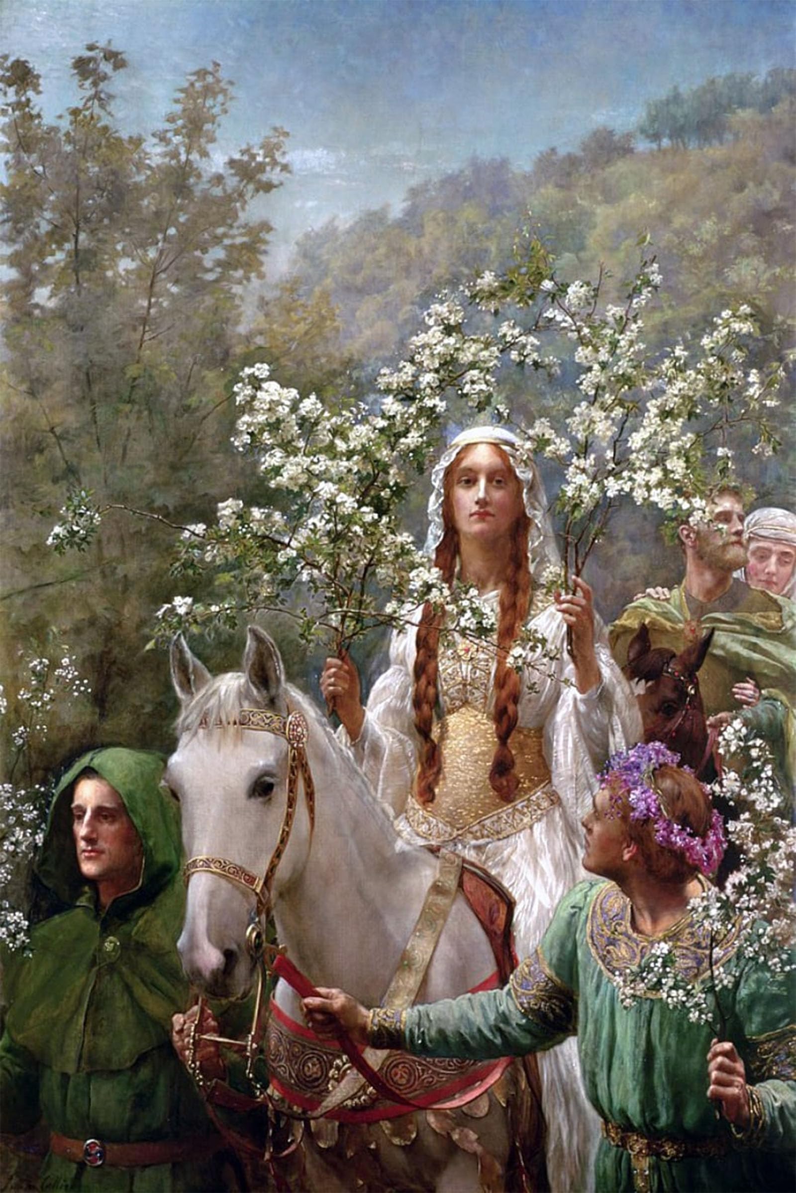 ARTXLXXBN Famous Art Print Poster Vintage Wall Art Queen Guineveres Maying by John Collier Canvas Art Poster for Home Decor 60x90cm
