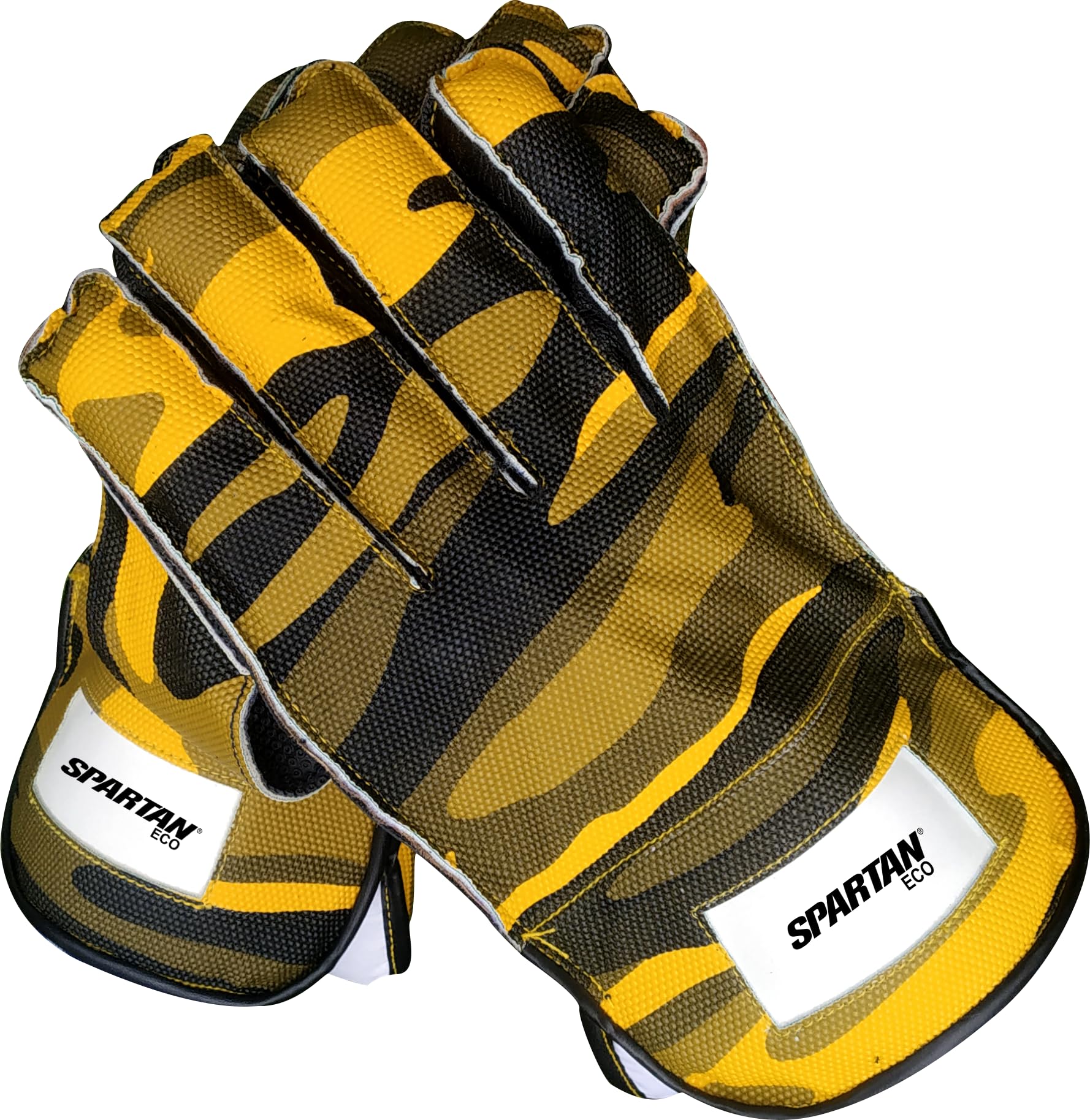 Spartan Wicket Keeper Gloves, Camouflage Pattern, Yellow and Black (Men)-picture-12