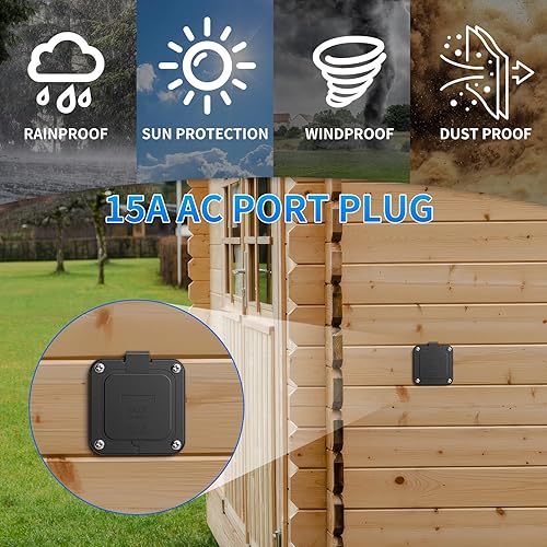 Miniatura 2 de Entrada de 15 amperios, entrada de alimentación de 125 V con cubierta impermeable, 2 polos y 3 cables macho receptáculo de entrada de alimentación