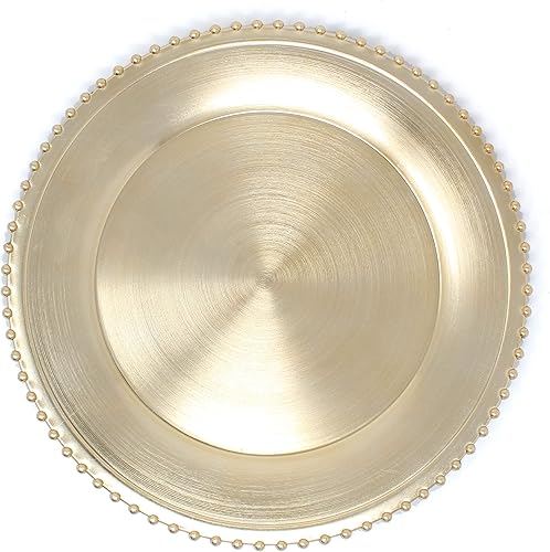 Bajoplatos metálicos con borde de cuentas - Juego de 6 - Hecho de plástico - Oro