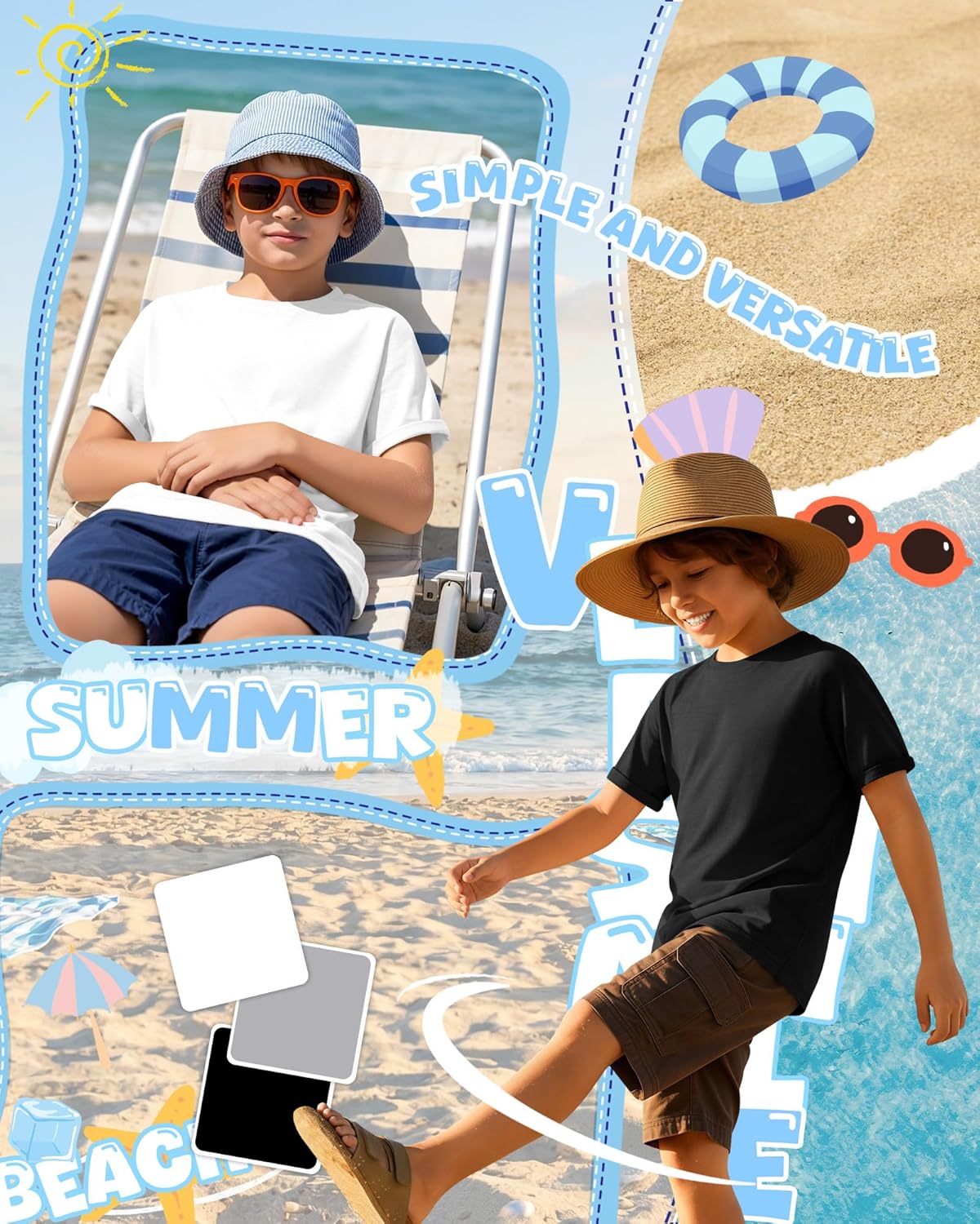 3 Pack Boys Short Sleeve Shirts Summer Crew Neck Plain T Shirts Casual Kids Basic Tees Tops for 5-14 Years - Image 3