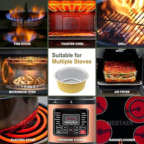 Miniatura 4 de Sartenes de papel de aluminio resistentes de 10 pulgadas con tapas (paquete de 5), 2 latas de papel de aluminio reutilizables más gruesas y