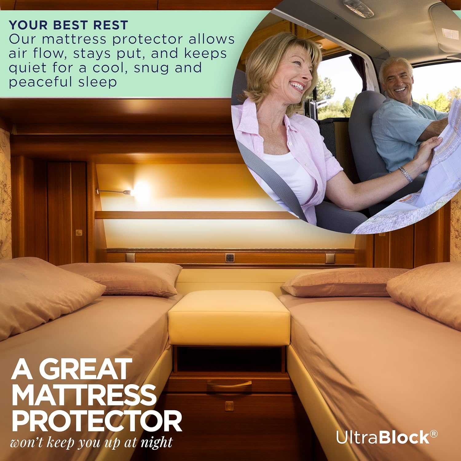 UtraBlock RV Short Queen Waterproof Mattress Protector - Premium Soft Cotton Terry Cover