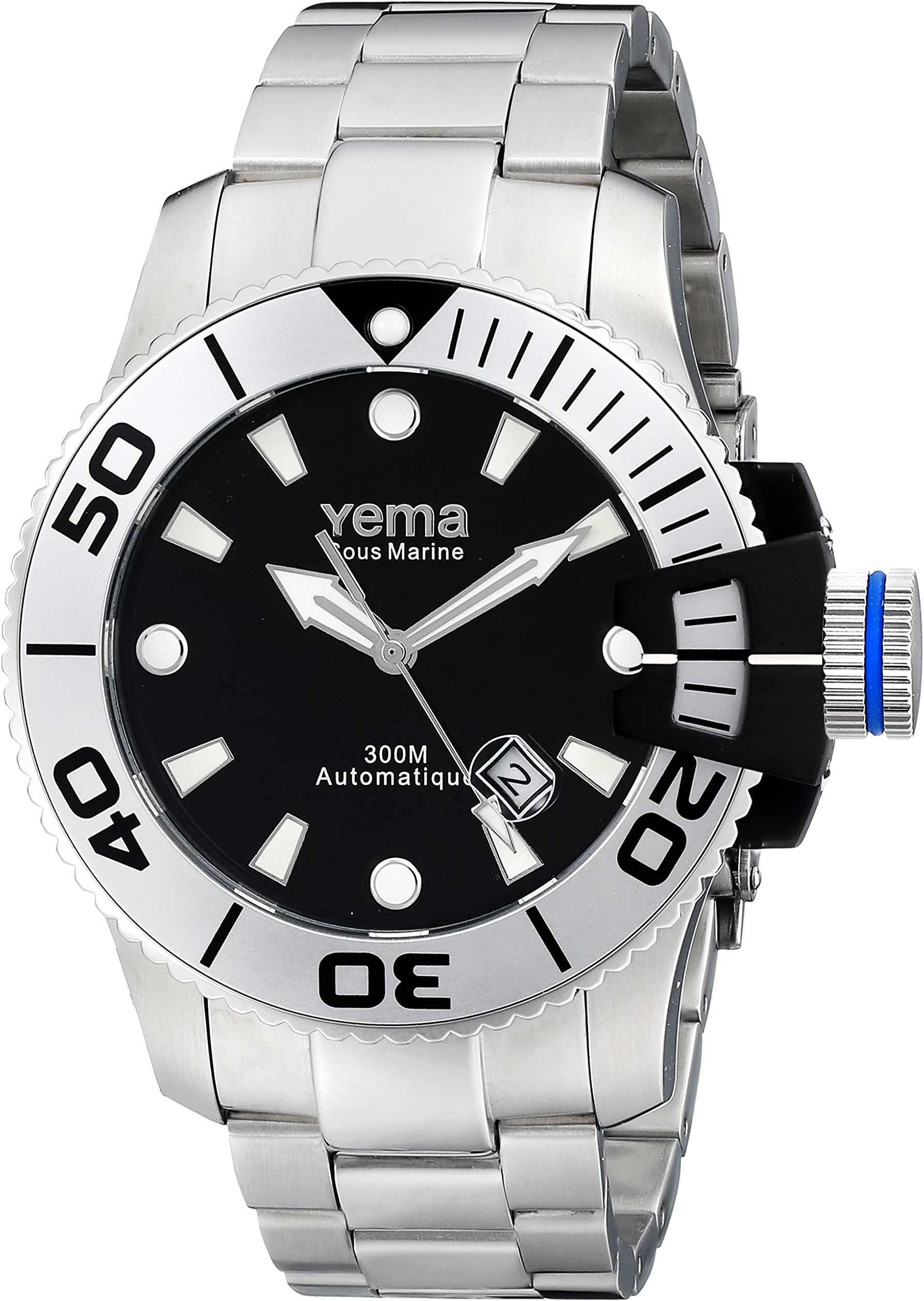 YEMA Men's YMHF0302 Sous Marine Analog Display Japanese Automatic Silver Watch