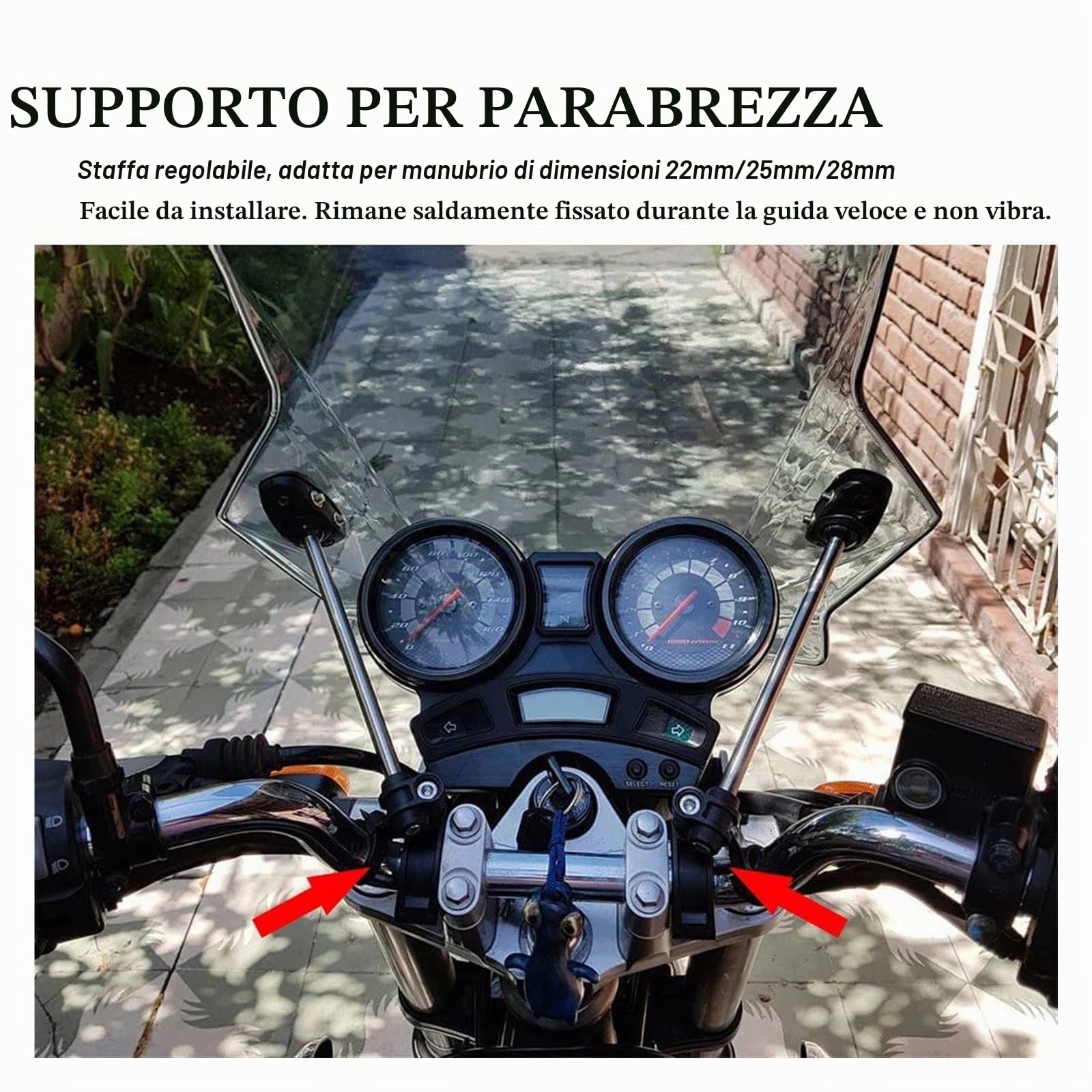 Parabrezza Moto Per Con 22MM 25MM 28MM Parabrezza Regolabile Per Moto Universale Staffa Per Parabrezza Kit Di Montaggio Per Parabrezza Deflettore Per Parabrezza Per Moto