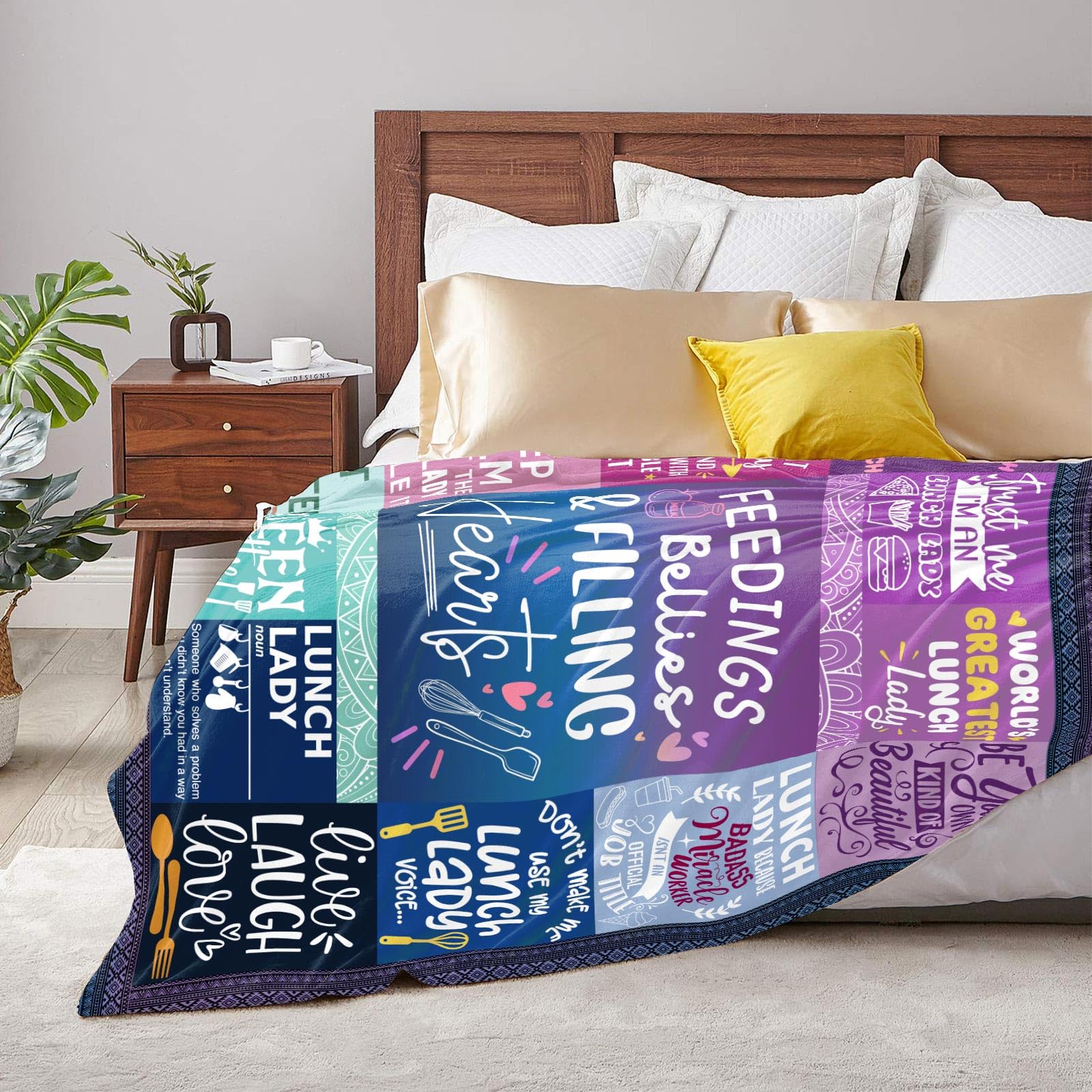 Lunch Lady Gifts for Women, Appreciation Blanket for School Cafeteria Worker, Soft Throws for Couch Bed 60"x 50"