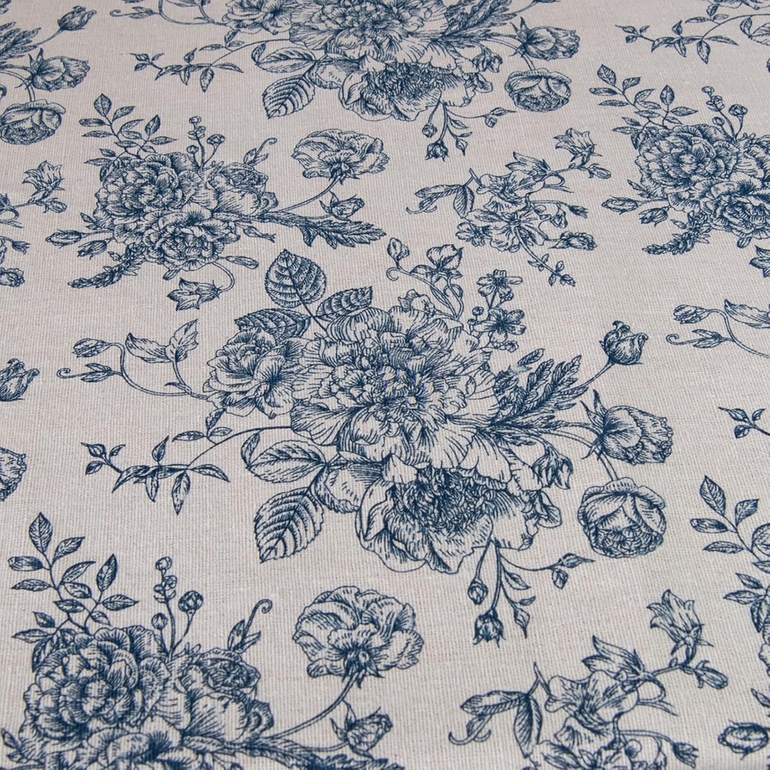 Linen Fabric by The Yard - Upholstery Fabric by The Yards Floral Pattern Sewing Quilting Cloth 60 Inch Width for Chairs Sofas Tablecloth Curtains Reupholstery DIY Projects - 3 Yard