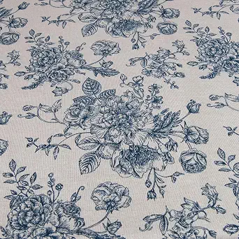 Linen Fabric by The Yard - Floral Pattern Upholstery and Sewing Cloth, 60 Inch Width, 1 Yard