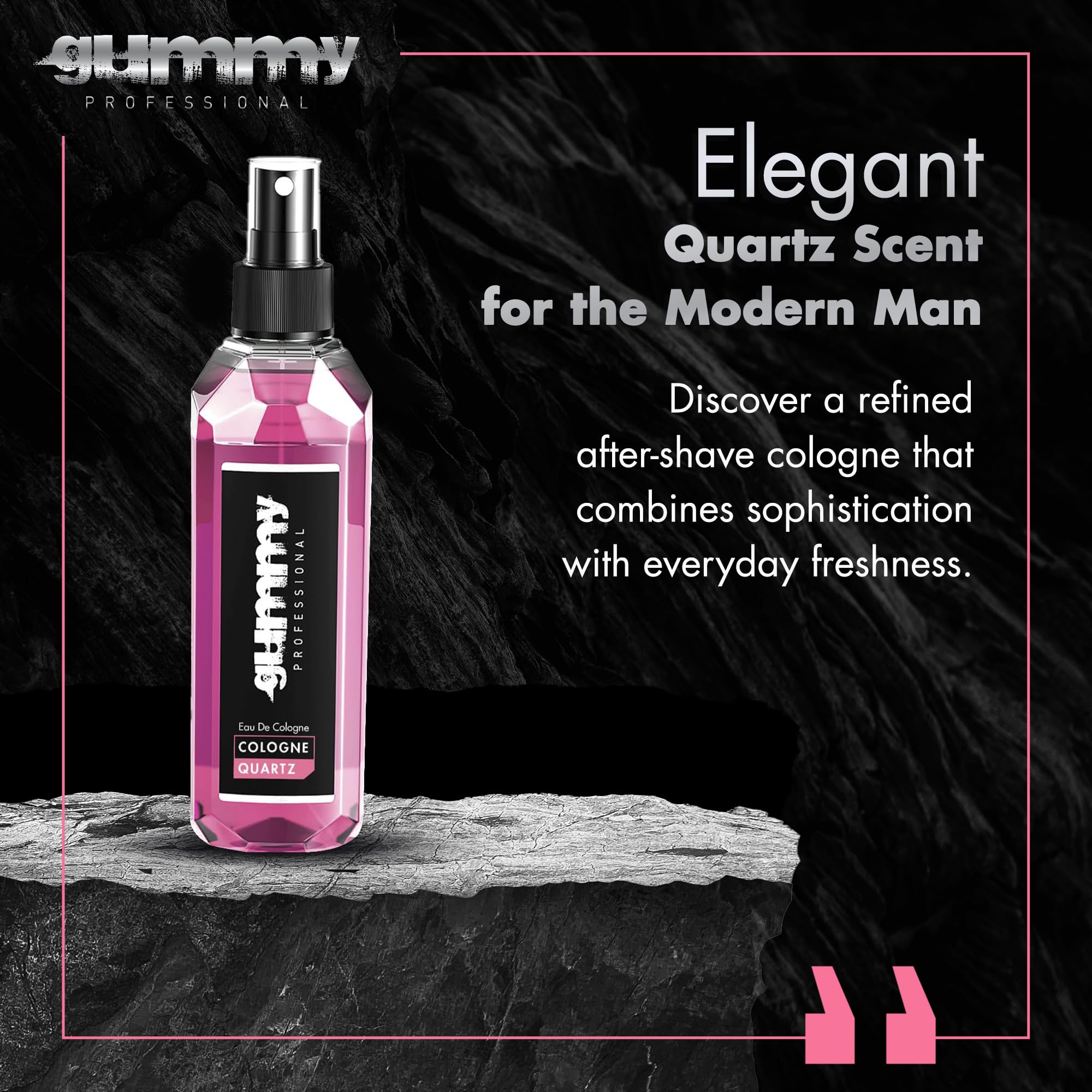 Gummy Quartz Eau de Cologne Spray 400 ml – orzeźwiająca woda zapachowa po goleniu – Unisex woda do golenia o mineralnym świeżym zapachu – Barber Cologne dla mężczyzn i kobiet