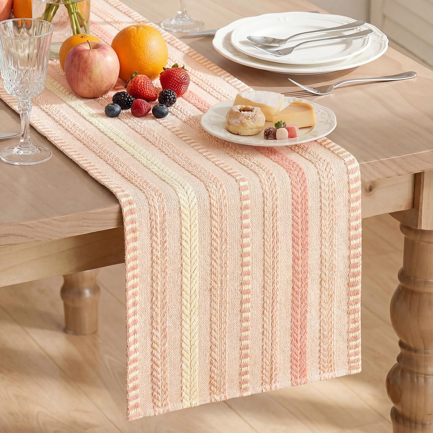 Artoid Mode Pink Boho Elegant Vintage Spring Table Runner 30x183 cm — image 1