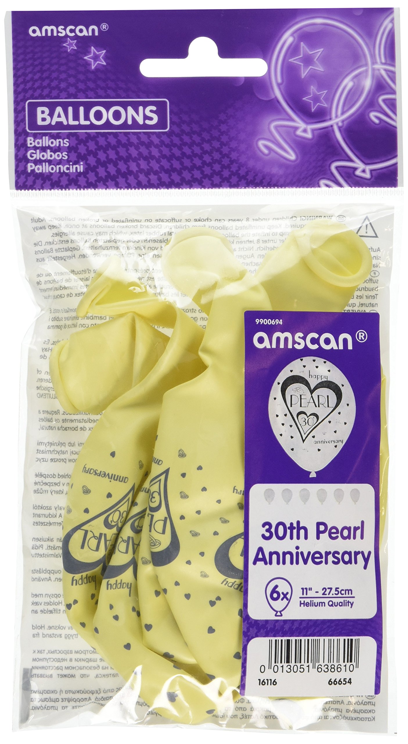 Amscan 9900694 11-Inch Pearl 30th Anniversary Latex Balloons