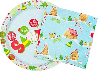 Silver Buffalo Elf Buddy the Elf Fa La La Santa Snow Christmas 32 Pack Partyware Disposable Paper Plates and Napkins