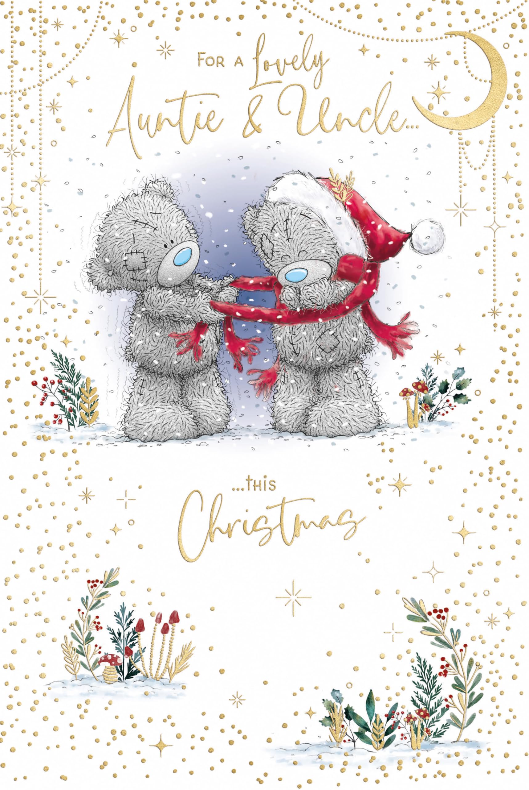 Me To You Christmas Card To A Wonderful Auntie & Uncle, Tatty Teddy Bears With Scarf 6x9ins - Official Collection