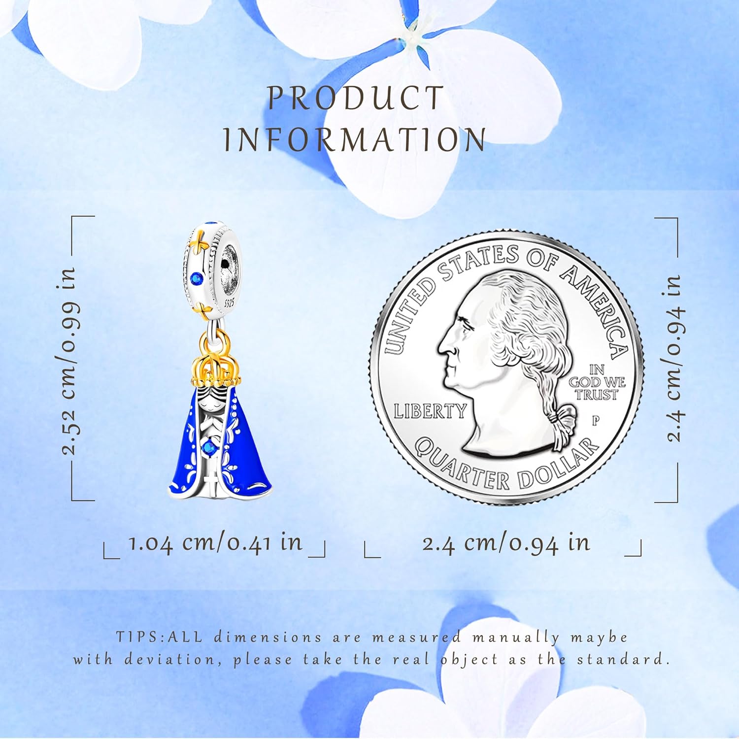 925 Sterling Silver Charms Beads for Bracelets Necklaces Blue Virgin Mary Charms Retro Blessed Mother Lucky Charm Jewelry Gifts for Women - Image 6