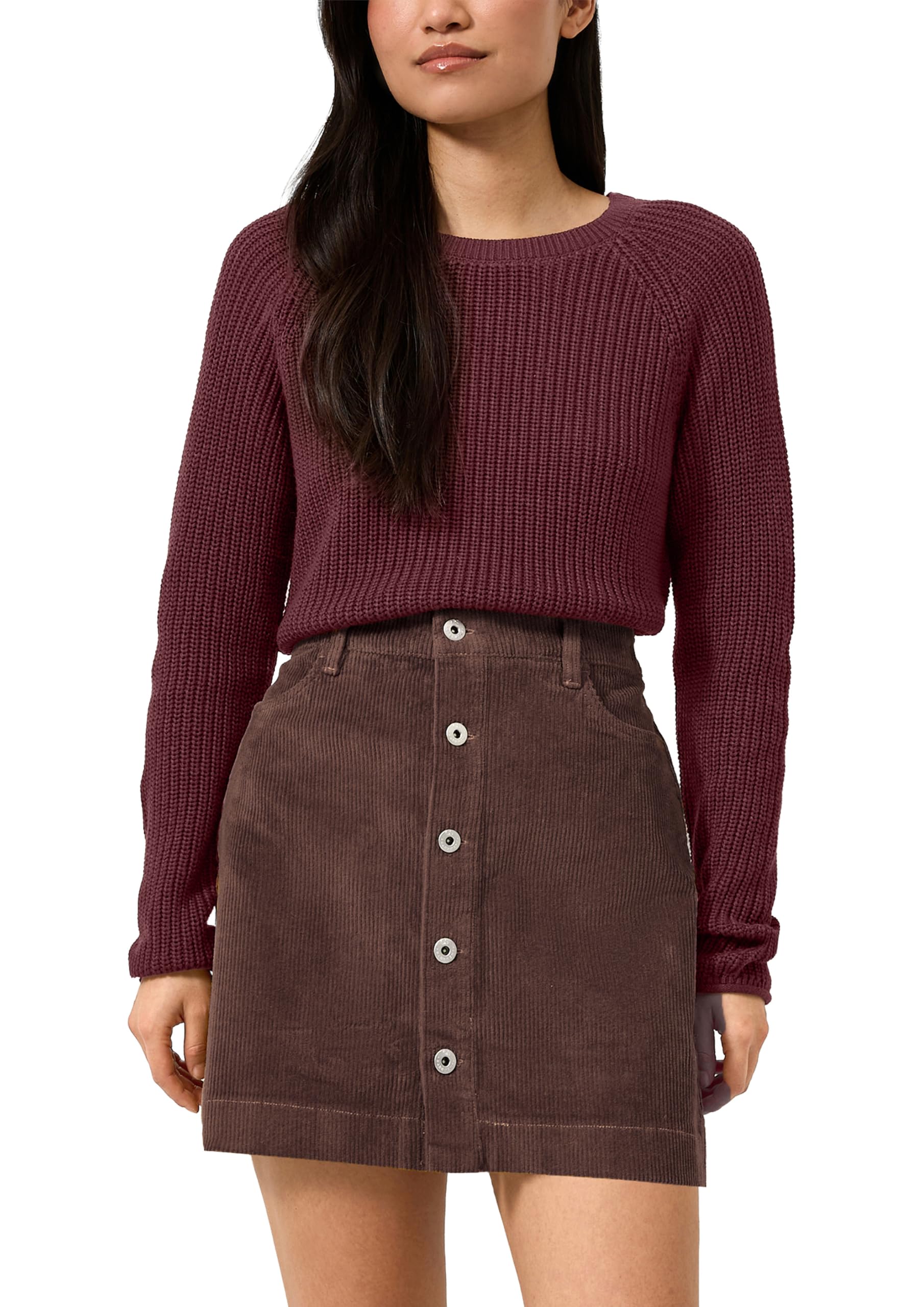QS Damen Strickpullover – Regular Fit, Raglanärmel, Rollsaum