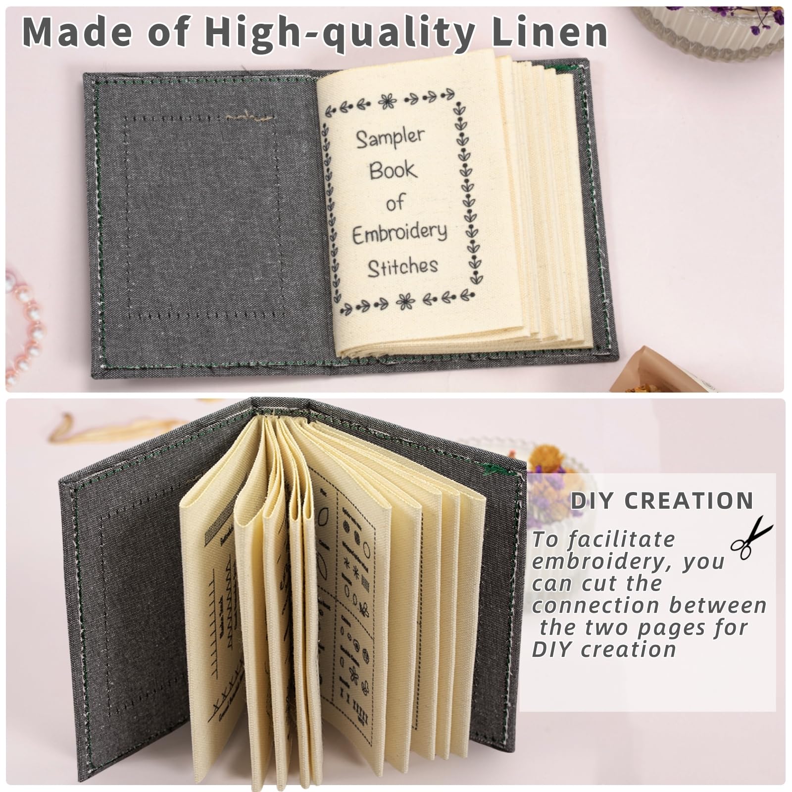 Zoruam Embroidery Stitches Book, High Density Linen Embroidery Books, Stitch Creative DIY with Embroidery Guide - Image 2