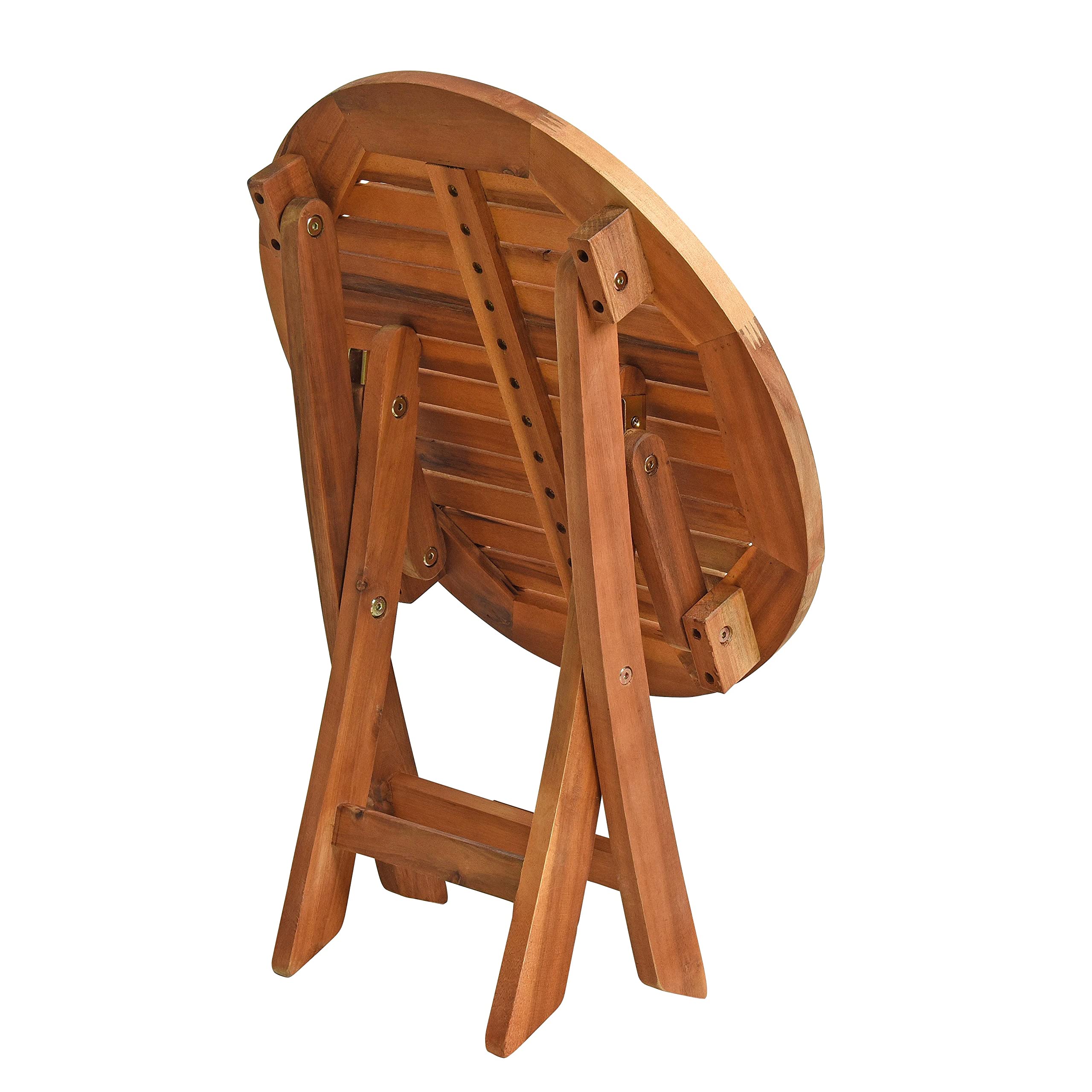 ESTEXO Gartentisch Balkontisch Beistelltisch 48 cm Rund Akazienholz Klapptisch Tisch Holztisch