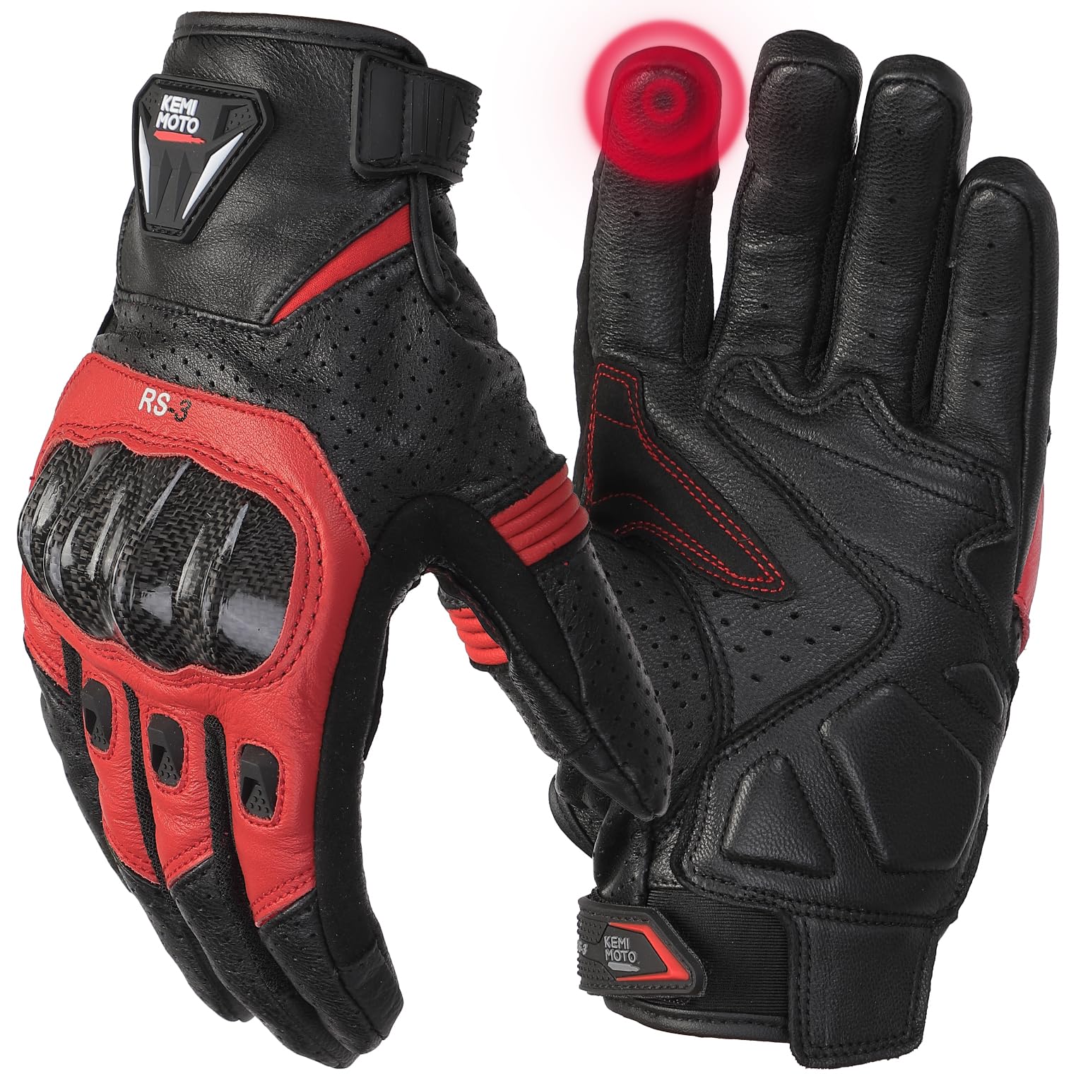 KEMIMOTO Sheepskin Leather Motorcycle Gloves for Men, Protective Motorcycle Gloves for Motocross Motorbike Dirt Bike Bicycle Racing ATV UTV