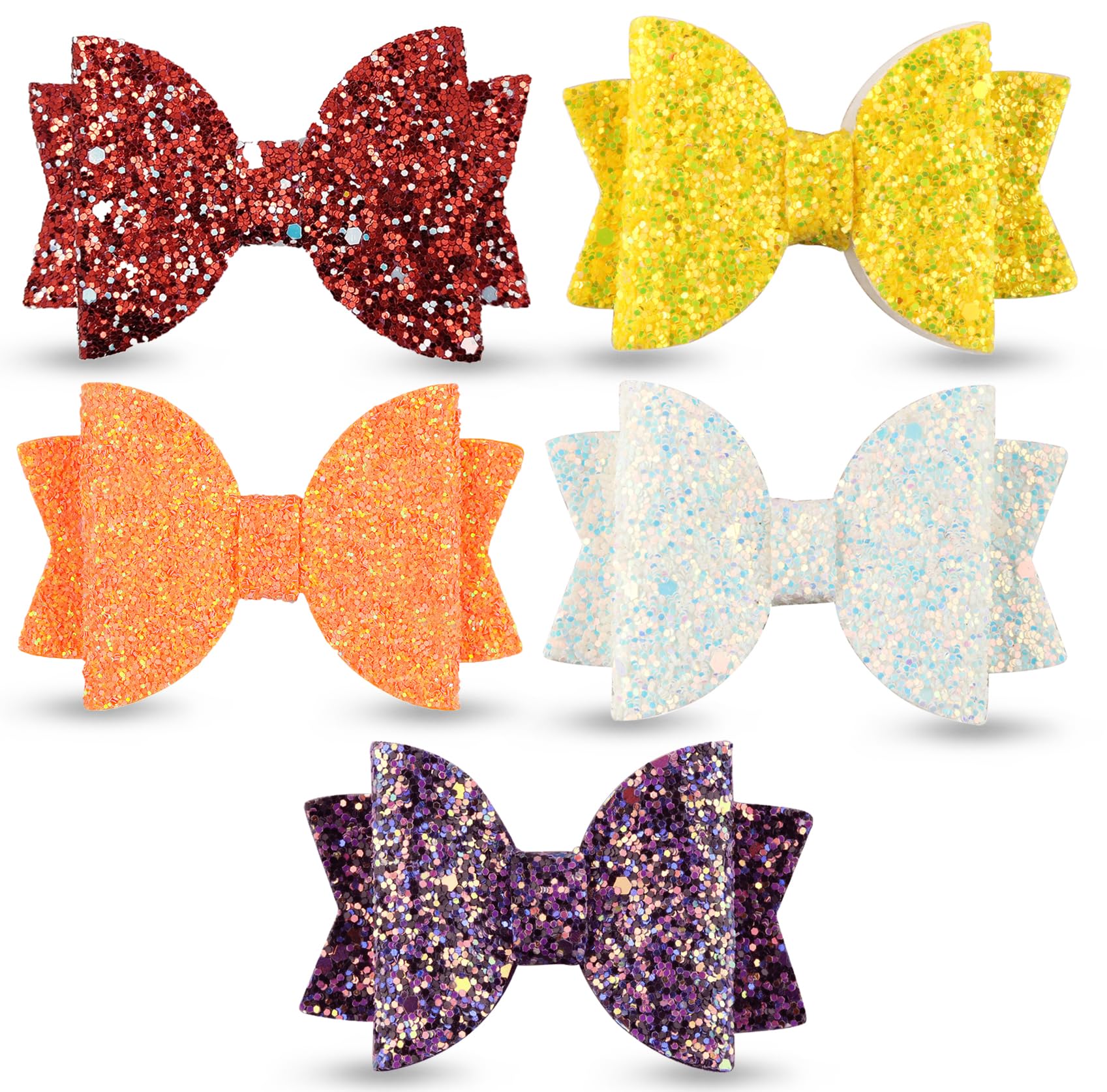 BellaStella Korean Stylish 3.5 Inch Glitter Bows Boutique Hair Clips Multi Color For Baby Girls Teens Toddlers (Pack of 5 Pcs) (Style-2) (B0CJ2N5FRQ) Amazon Price History, Amazon Price Tracker