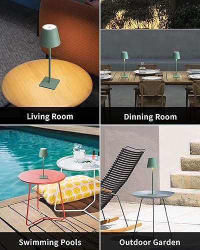 Miniatura 6 de KDG Paquete de 2 lámparas de mesa inalámbricas, lámpara de escritorio LED portátil, funciona con batería de 5000 mAh, atenuación continua de 3