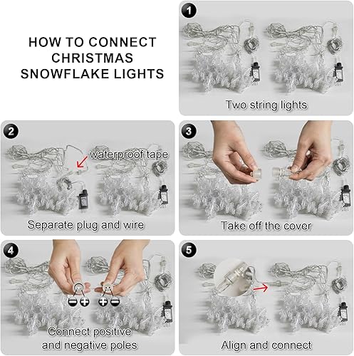 Miniatura 9 de suddus Luces de Copo de Nieve de Navidad para Exteriores, 10.7 pies 168 LED Luces de Cadena Navideñas Conectables con Enchufe con 14 Gotas, Luces de