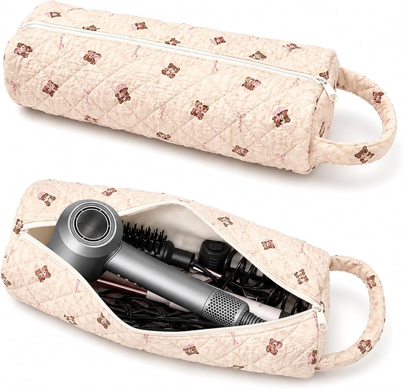 Estojo de viagem acolchoado para ferramentas de cabelo Canumer Kawaii Bear, compatível com Dyson Airwrap, Shark FlexStyle e Revlon, 1 unidade