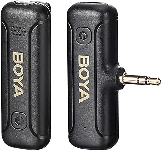 Boya BY-WM3T2-M1 Microfone de lapela sem fio, mini microfone com cancelamento de ruído para smartphone/portátil com conector de 3,5 MM, entrevista no YouTube, vídeo, podcast e vlog