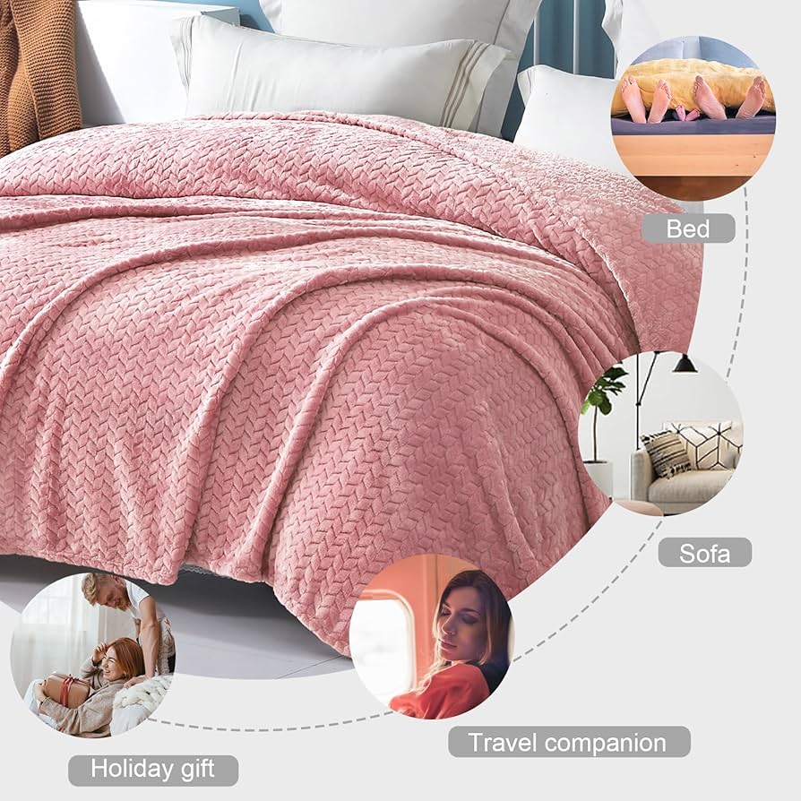 Amazon.com: Exclusivo Mezcla Pink Fleece Throw Blanket for