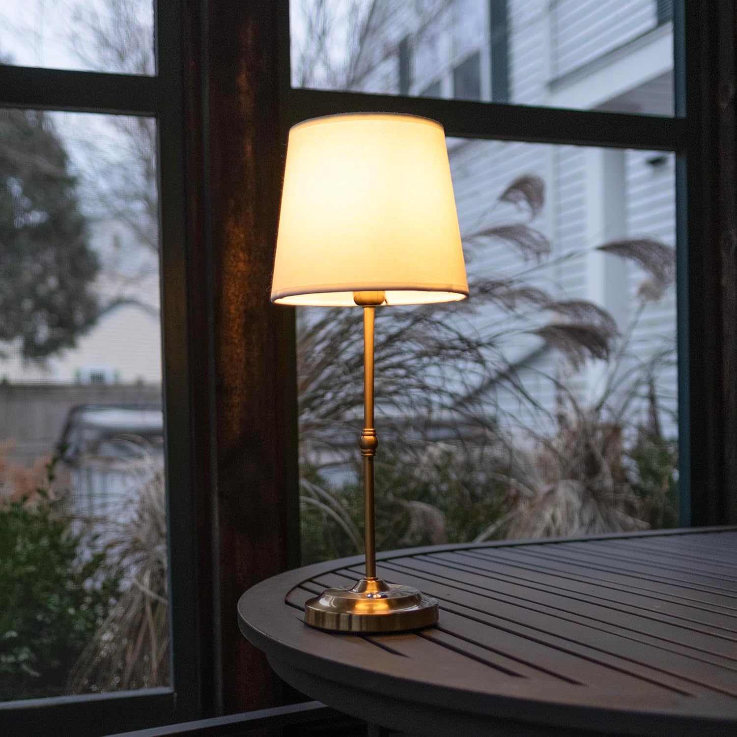 AMERELLE Galena Lamp, Cordless Dimmable Rechargeable Table Lamp with Touch Controls, Brushed Gold, 17.5 Inches