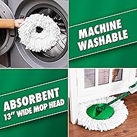 Vista 5 de Libman Tornado - Sistema de trapeador giratorio con cabezales de recambio, trapeador giratorio de microfibra y cubo con escurridor para el hogar