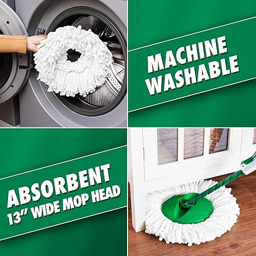 Miniatura 5 de Libman Sistema de trapeador giratorio Tornado con cabezales de recarga, trapeador giratorio de microfibra y cubo con escurridor para el hogar,