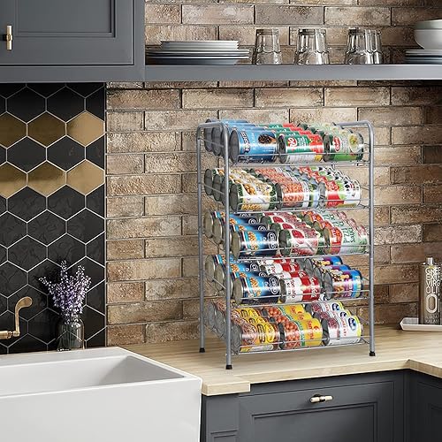 Miniatura 7 de MOOACE Organizador de latas, dispensador de almacenamiento de latas de 5 niveles con capacidad para hasta 60 latas para armario de cocina de