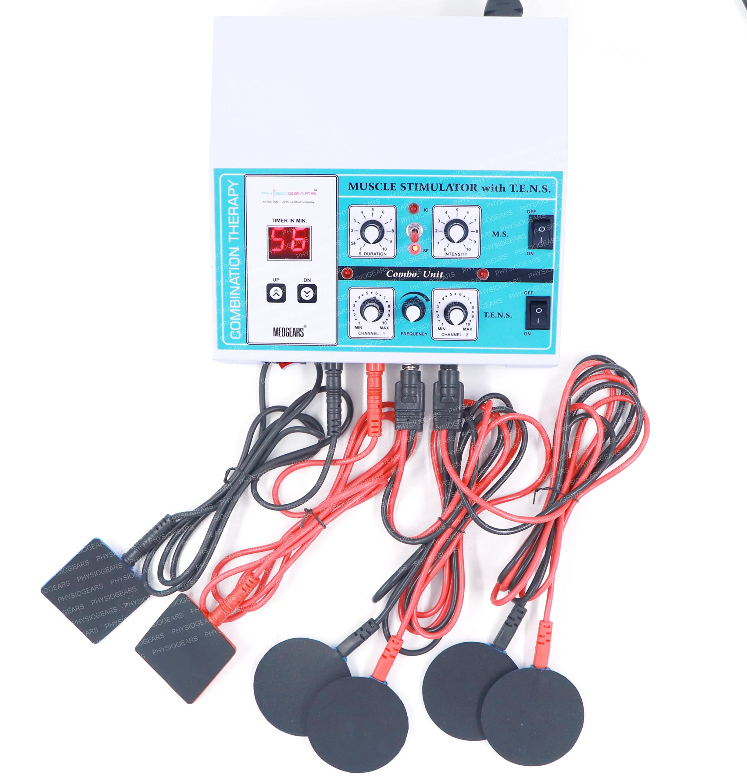 Physiogears Transcutaneous Electrical Nerve Stimulation Tens 2 Channel Muscle Stimulator Machine for Physiotherapy Muscle Stimulator Machine