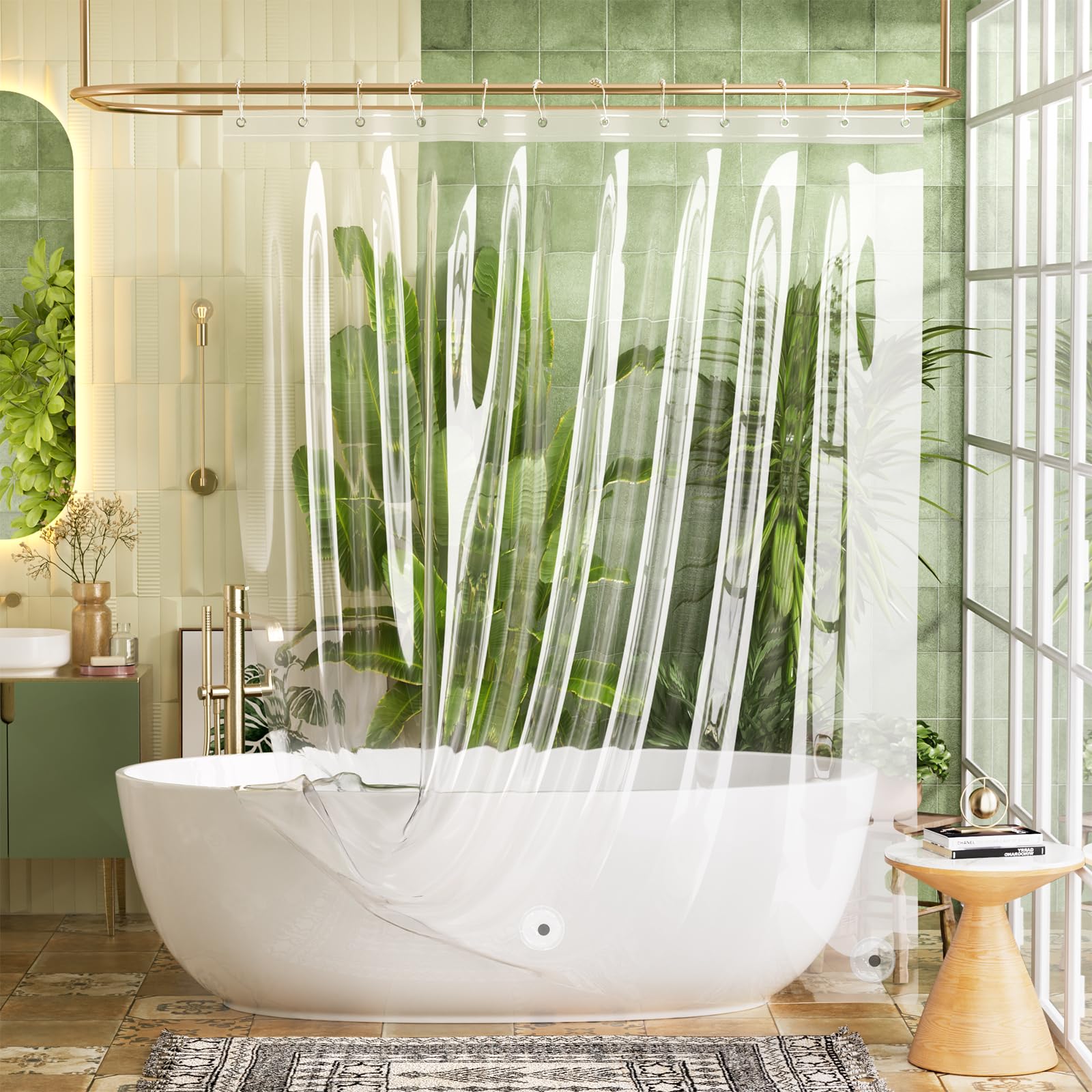 Clear 72x72 PEVA Plastic Shower Curtain Liner with 3 Magnets and 12 Rustproof Grommets J719