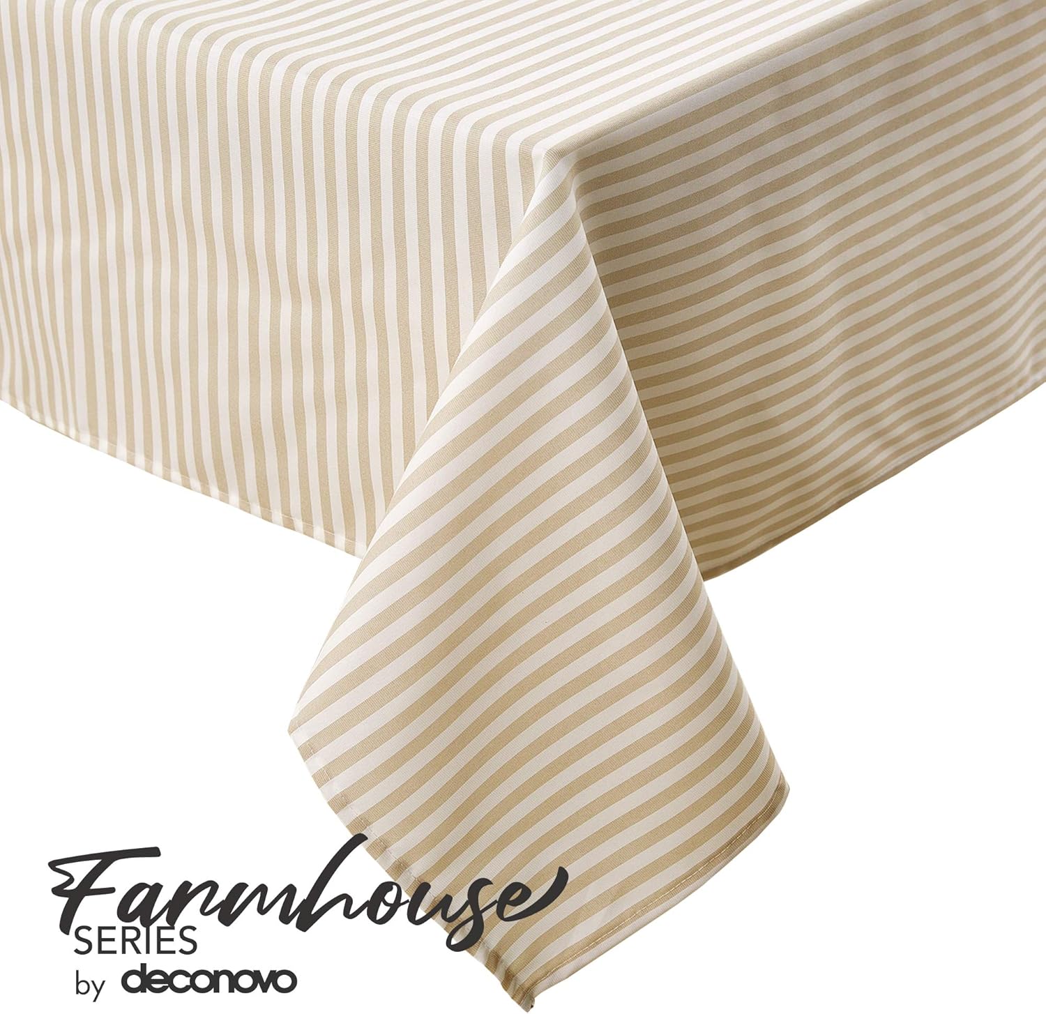 Free Shipping 🛒 Deconovo Stripe Pattern Table Cloth, Water Resistant and Spill Resistant Table Cover, Square Nordic Style Tableclothfor Parties, 54x54 Inch, White and Dark Grey