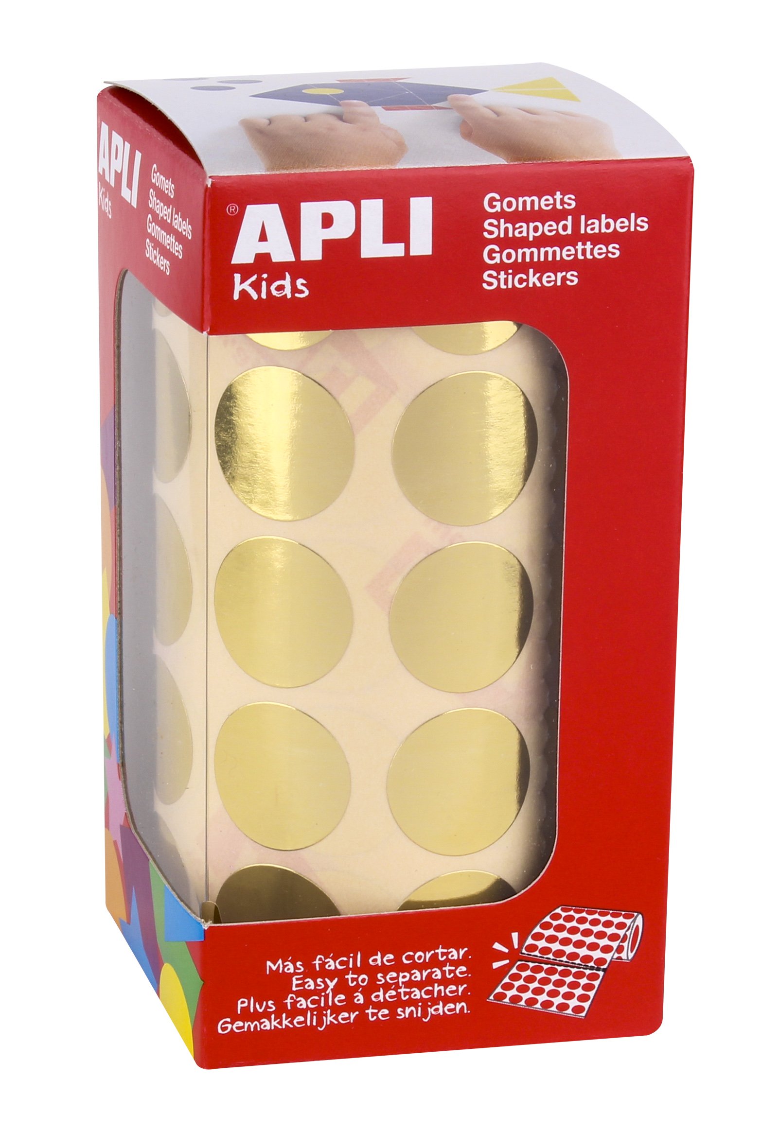 APLI Kids 11632 - Rollo de gomets redondos 20 mm, color oro