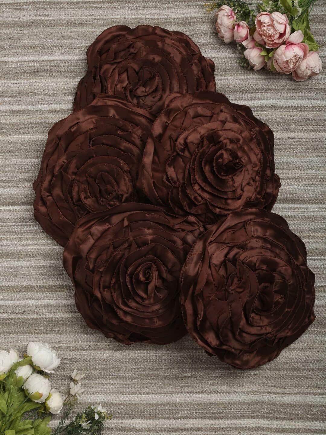 Rose Brown Cushion Cover(16x16-inches) -Set of 5 pcs…