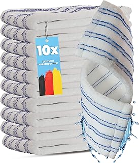 10x Profi Microfaser-Möppe für Gewerbetreibende - Wischmöppe für 50cm Mopphalter - Wischbezüge mit Abrasivstreifen - Professionelle Taschenbezüge - auch als 100er-Pack wählbar