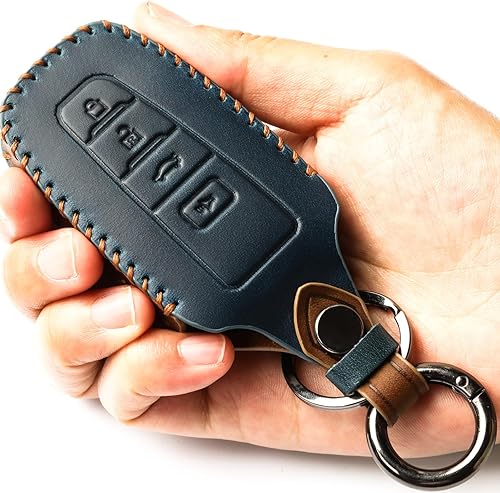 Miniatura 3 de Yxiertnr Funda de cuero para llavero Toyota con llavero de protección para llave inteligente Camry RAV4 Highlander Avalon C-HR Prius Corolla GT86