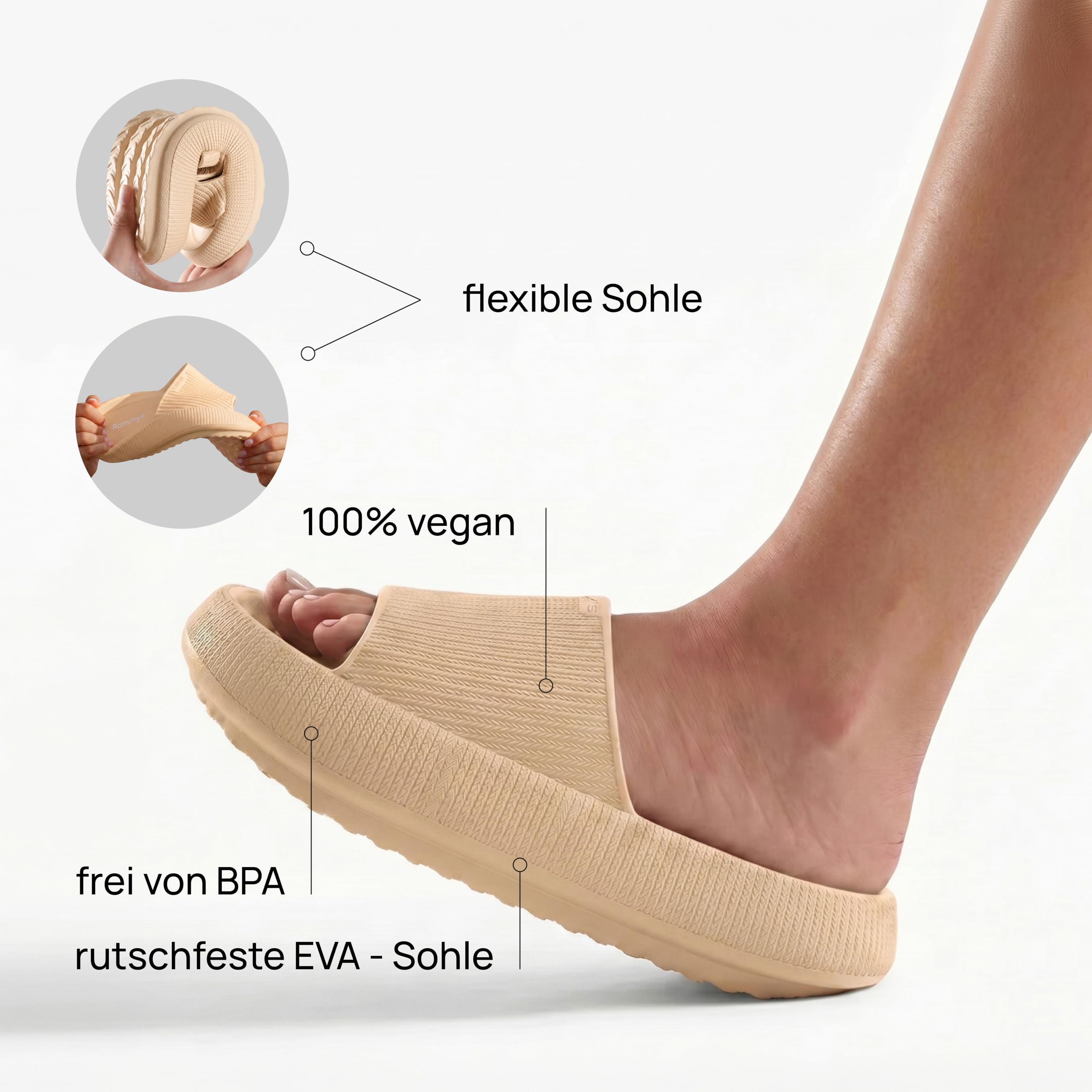 Originals Damen-Sandalen - Bequeme Sommer-Slides aus 100% EVA - Vegan & BPA-Frei - rutschfeste Badelatschen für Strand, Stadt, Garten & Pool - Toffee Cream - Größe 38/39