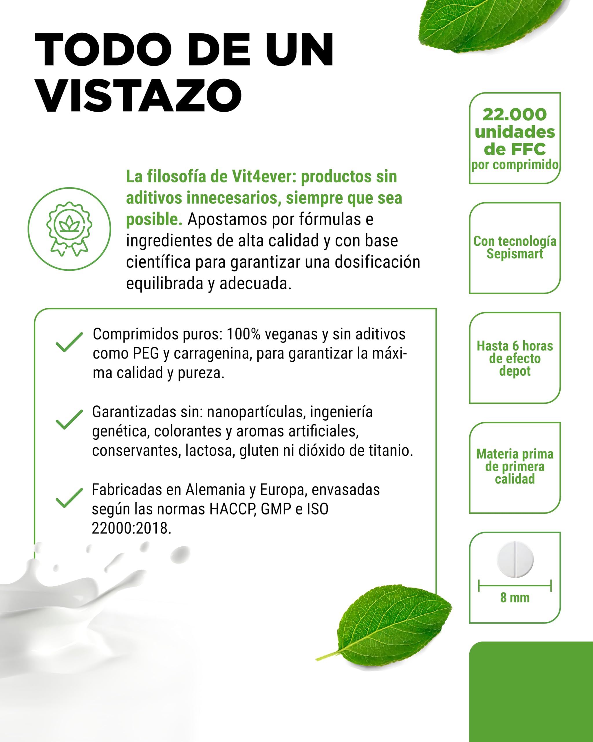 Lactasa 22.000 Depot-120 comprimidos con efecto depot (Sepismart®de liberación lenta) FCC-Para intolerancia a la lactosa+intolerancia a la leche-Sin aditivos indeseables