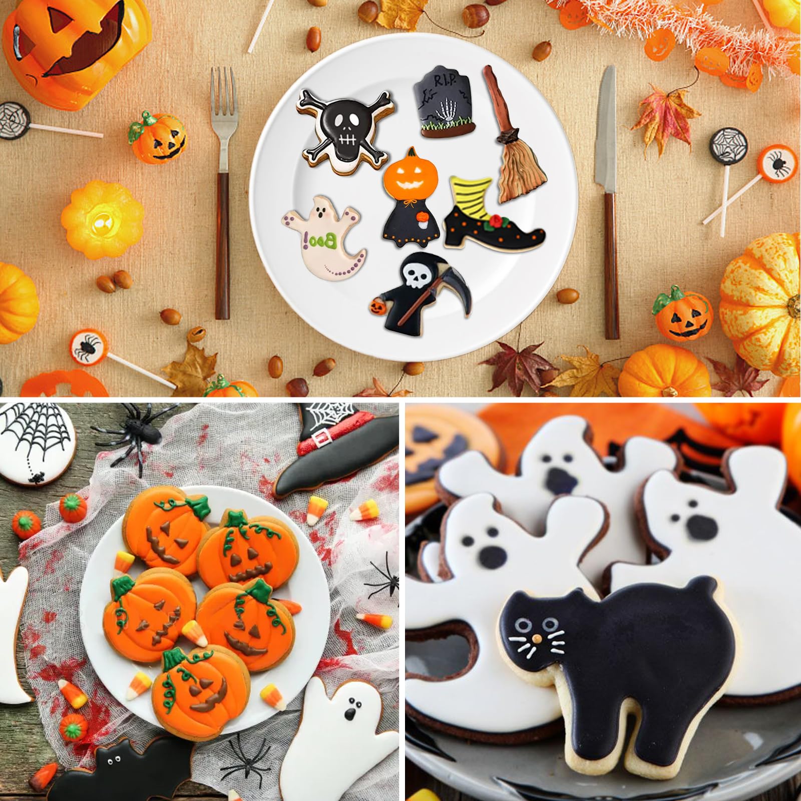 Lot 4 Emporte-Pièces Citrouille Halloween - Moules à Biscuits Style BN, Visages Amusants
