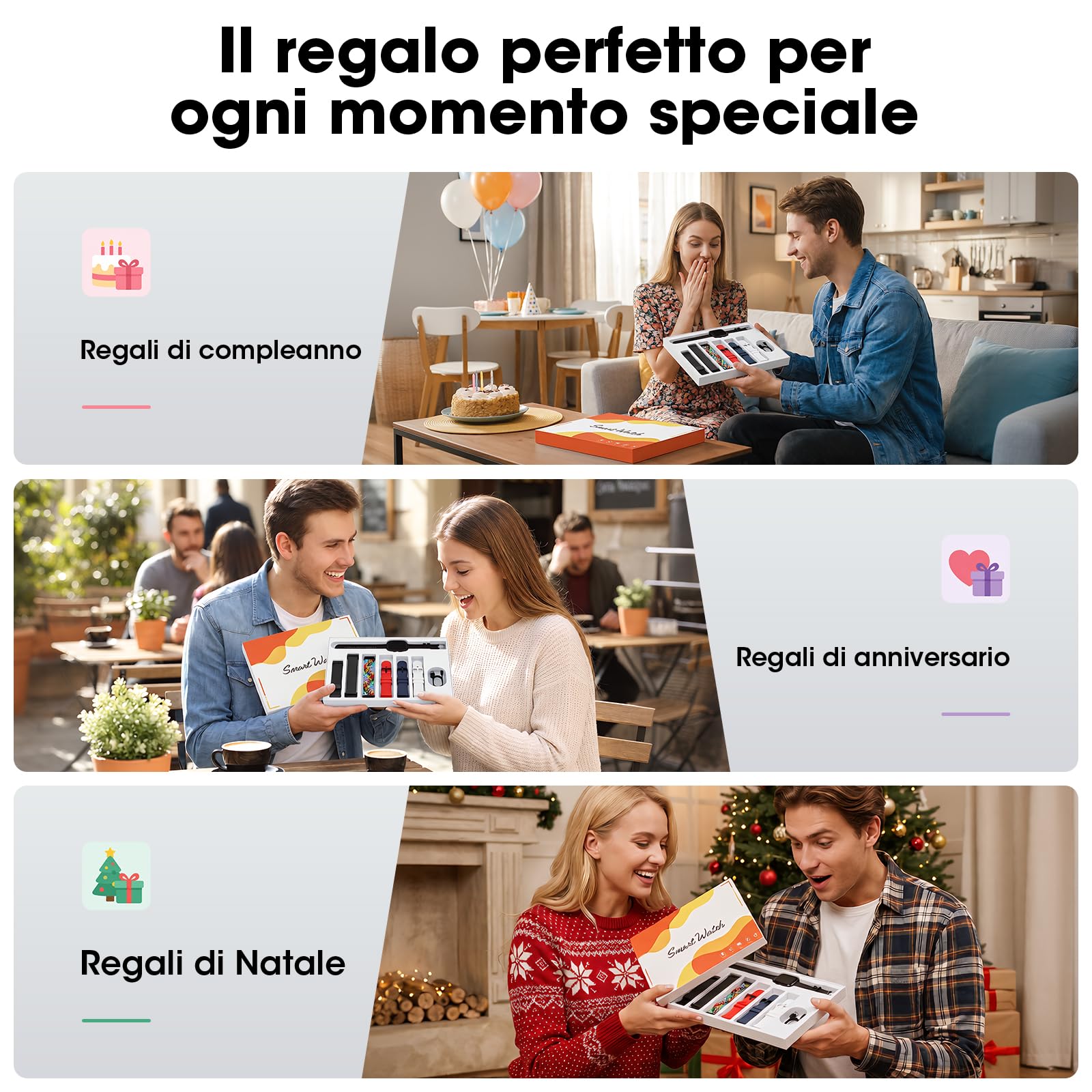 Hwagol Smartwatch Uomo Donna, 7 Cinturini—Regalo Perfetto, 1,83'' Orologio Smartwatch con Chiamate Bluetooth, Notifiche, Contapassi, Sonno, Cardiofrequenzimetro, SpO2, Smart Watch per Android iOS