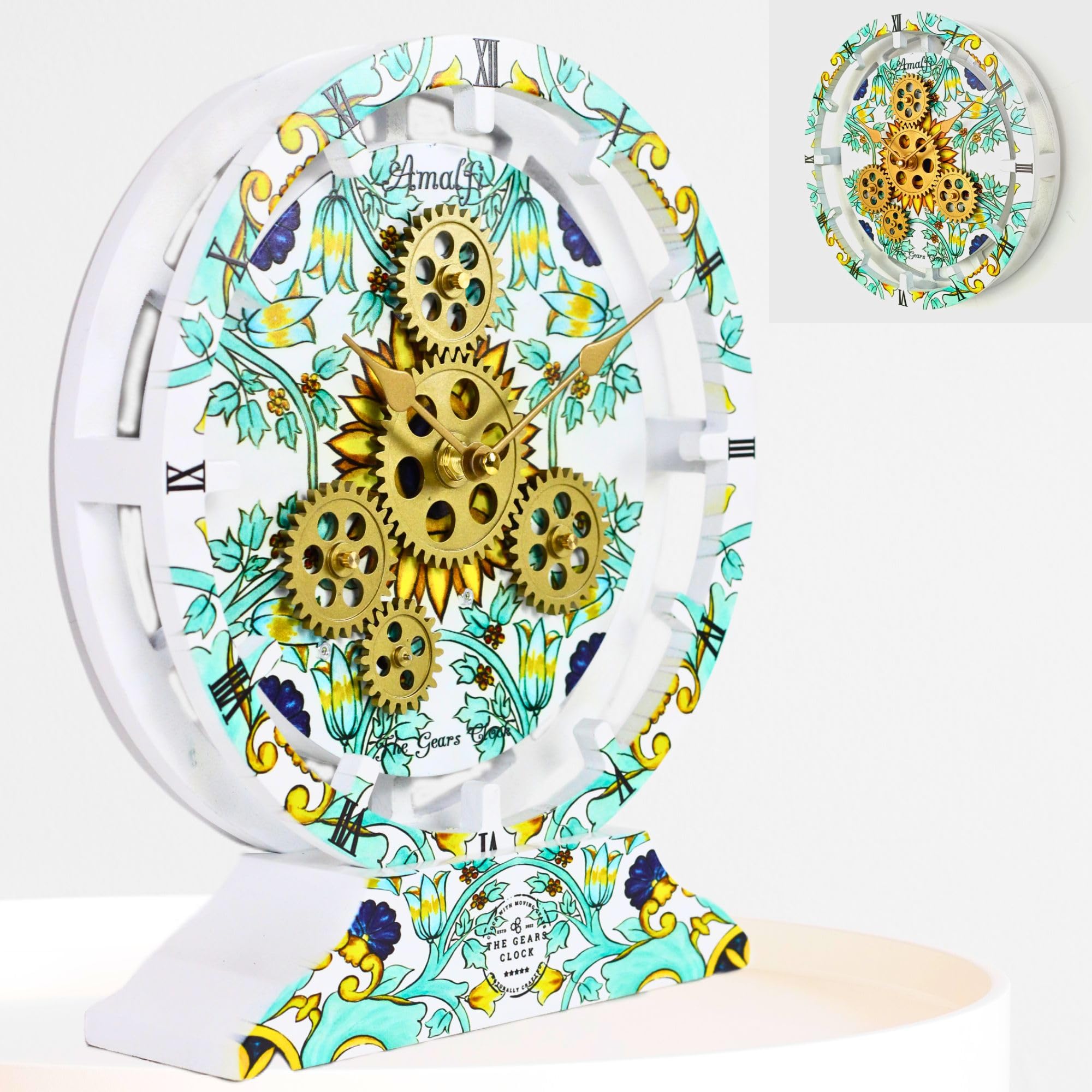 The Gears Clock - Orologio da parete con ingranaggi mobili, collezione Italia, 25,4 cm