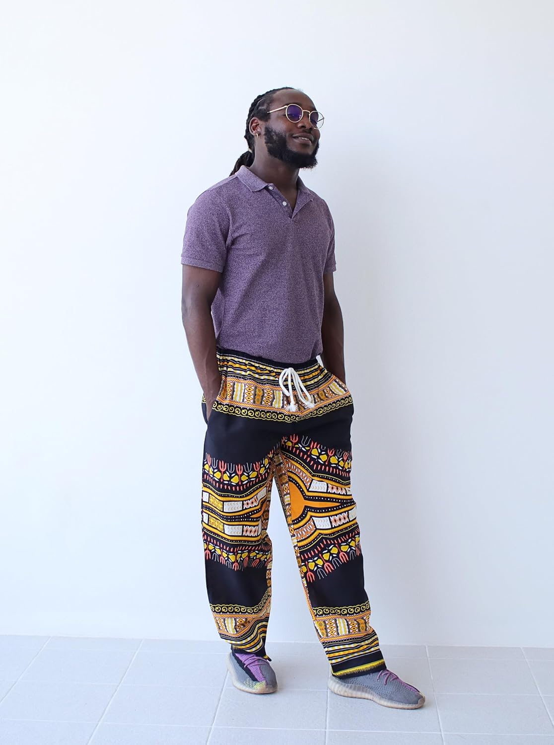 DA'IKI Cotton Baggy Straight Leg Dashiki Unisex Casual Pants Africa Print Elastic Waist - Image 4